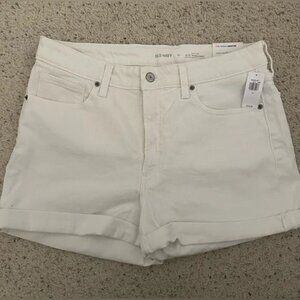 Size 12 denim shorts with rolled hem high rise 3” inseam Old Navy OG Straight